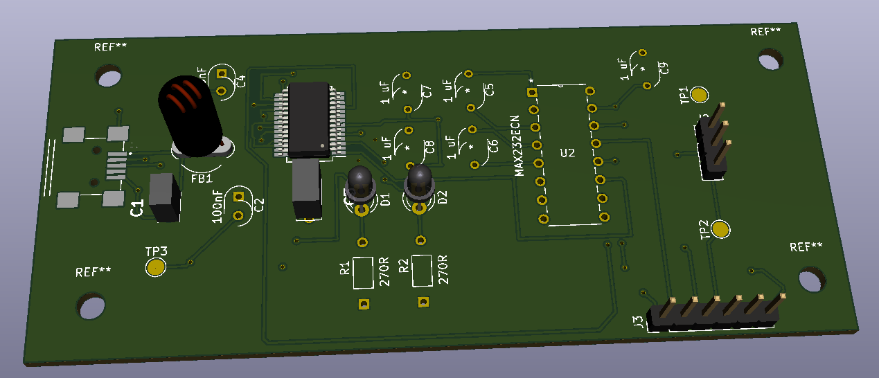 Assembled RS232 to USB PCB